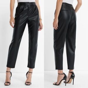 Express Super High Waisted Faux Leather Pleated Ankle Pant in Black 8L NWT Tall